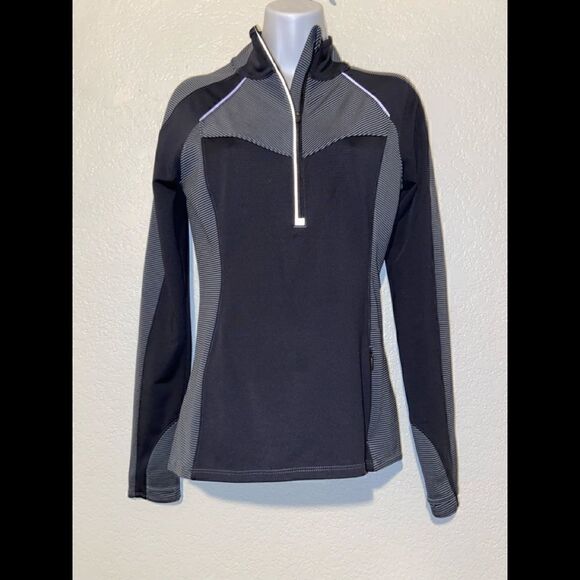 Athleta‎ Spotlight half zip athletic pullover Black/Grey size XS - Picture 1 of 9